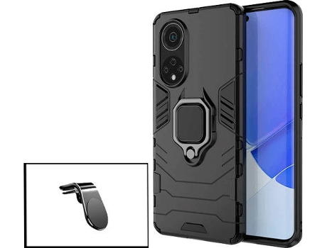 Kit Soporte Magnético L Safe Driving Coche y Funda 3X1 Military Defender Huawei Nova 9 PHONECARE Negro