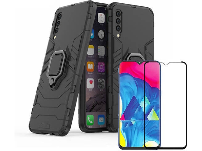 Kit Carcasa y Protector Cristal 5D Samsung Galaxy A50 Military Defender Negro