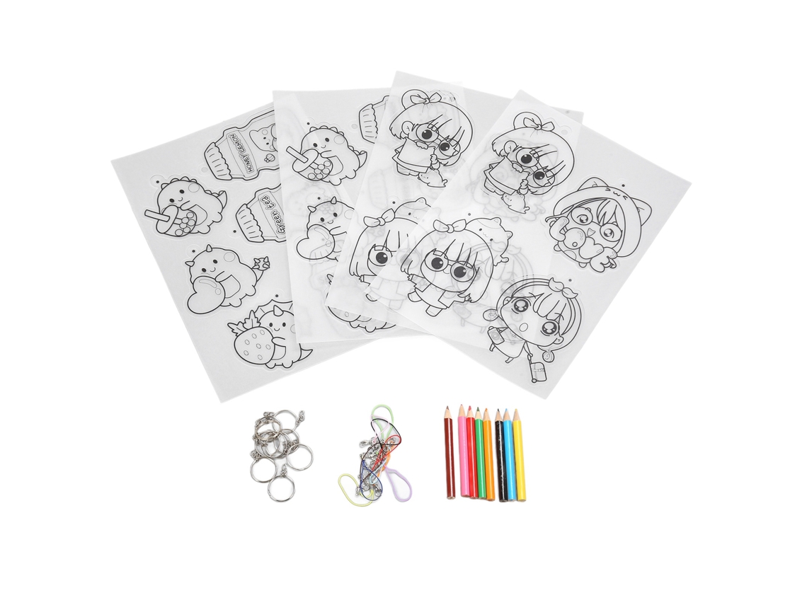 Kit De Bricolaje Con Láminas De Película Termorretráctil Translúcida - Llaveros Creativos Hechos A Mano Para Niños