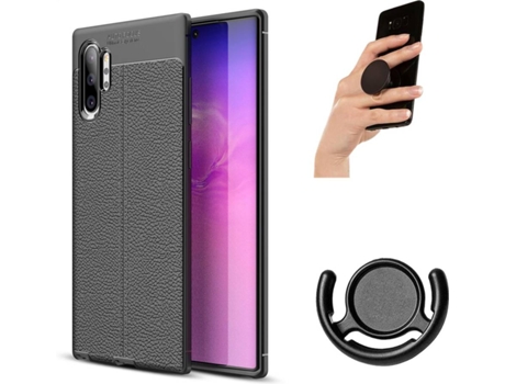 Carcasa, Popsocket y Soporte Samsung Note 10 Plus Rugged Leather Negro