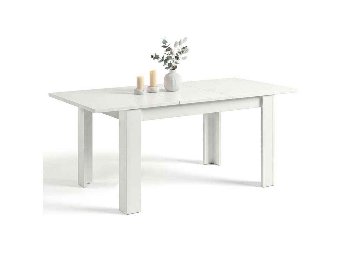 Mesa de comedor extensible 140-190x90 cm Sira Blanco Artik (Blanco Mate) 190 x 78 x 90 cm