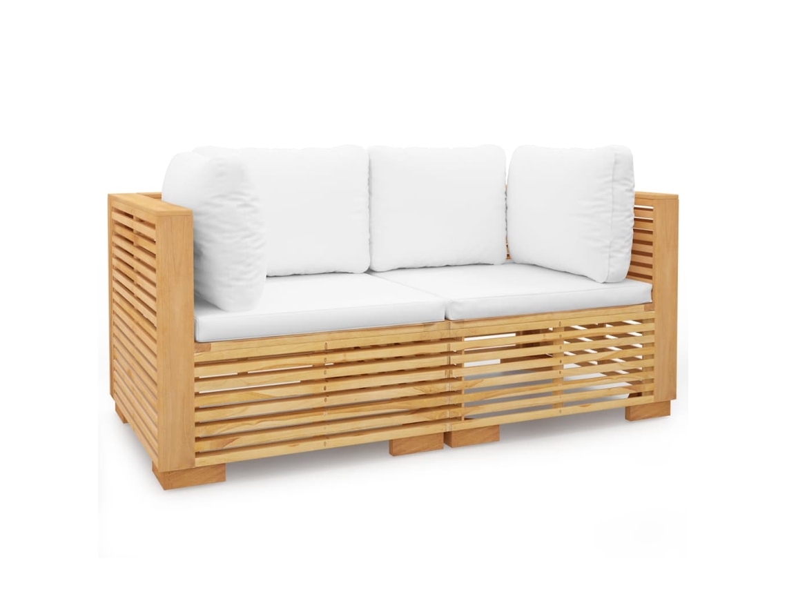 Maison Exclusive - Sofás esquineros para jardín con cojines, 2 piezas, teca maciza