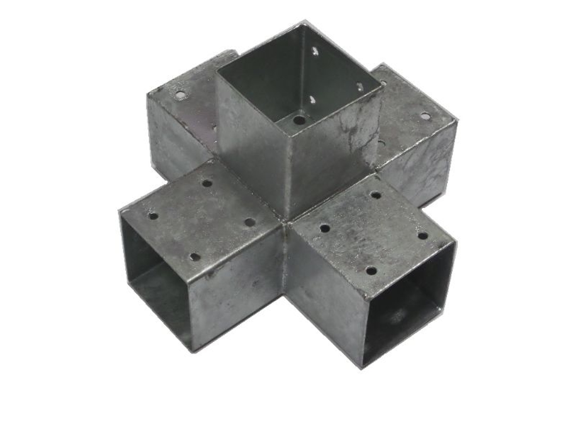 Conexión de Esquina para Pérgola Galvanizada para Postes de 9 X 9 Cm Modelo en Cruz Por Pieza WOVAR