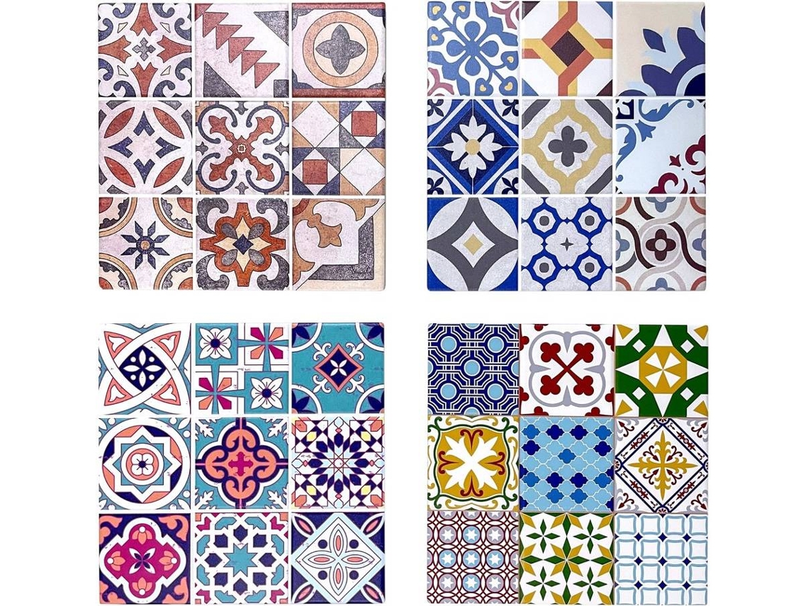 Signes Grimalt  - Salvamantel hidráulico 4 Unidades Multicolor de Ceramica | Salvamanteles Mantel Individual Salvamanteles Individuales 1x20x20cm