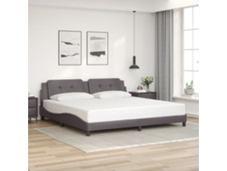 Estructura De Cama Sin Colchón Cuero Sintético Gris 200x200 Cm