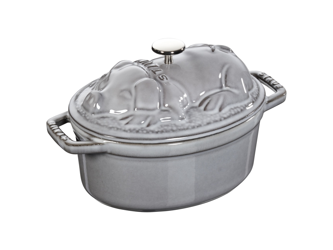 La Cocotte Tapa de cerdo 17 cm, ovalado, Gris grafito, Hierro fundido STAUB