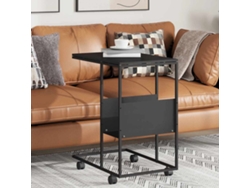 Mesa Auxiliar | Mesa Lateral Con Ruedas Madera Ingeniería Negra 55x36x63,5 Cm