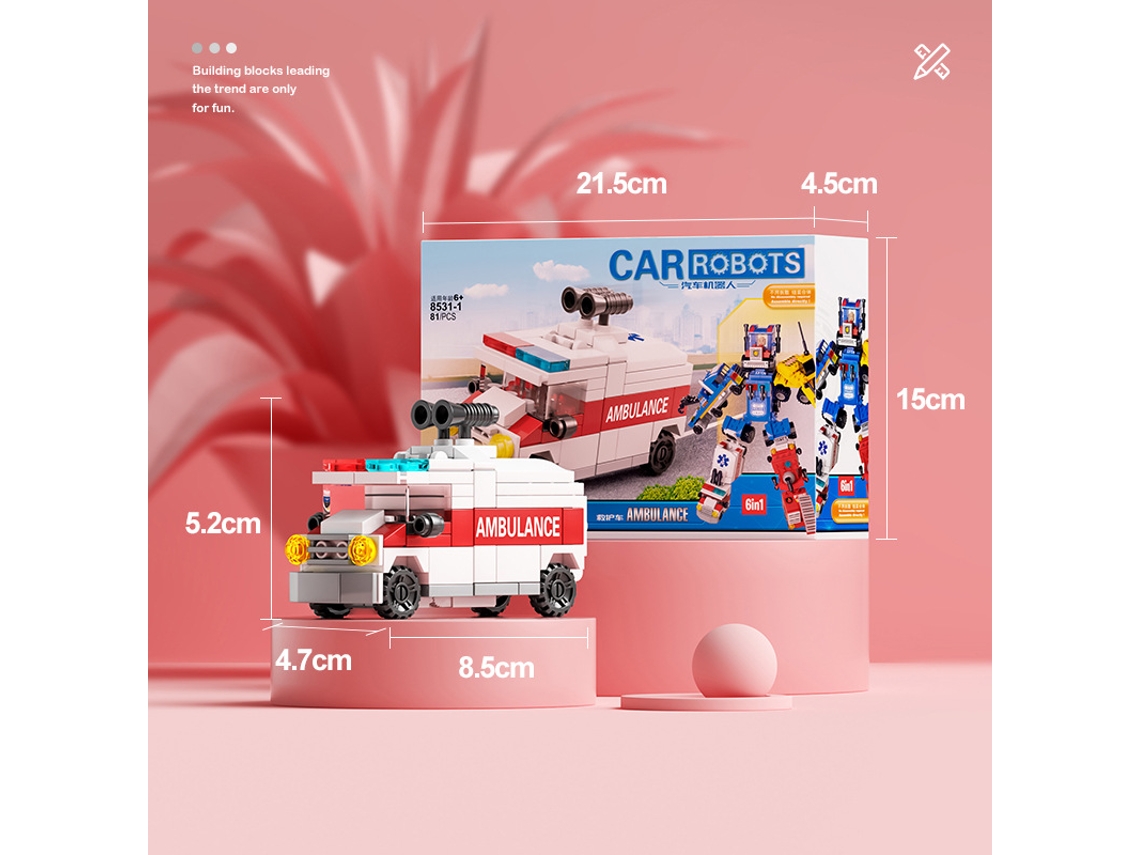 (ambulancia 81 Piezas) Bloques De Construcción Para Niños, Juguete Educativo Ensamblable, Partículas Pequeñas, Regalo Para Niños