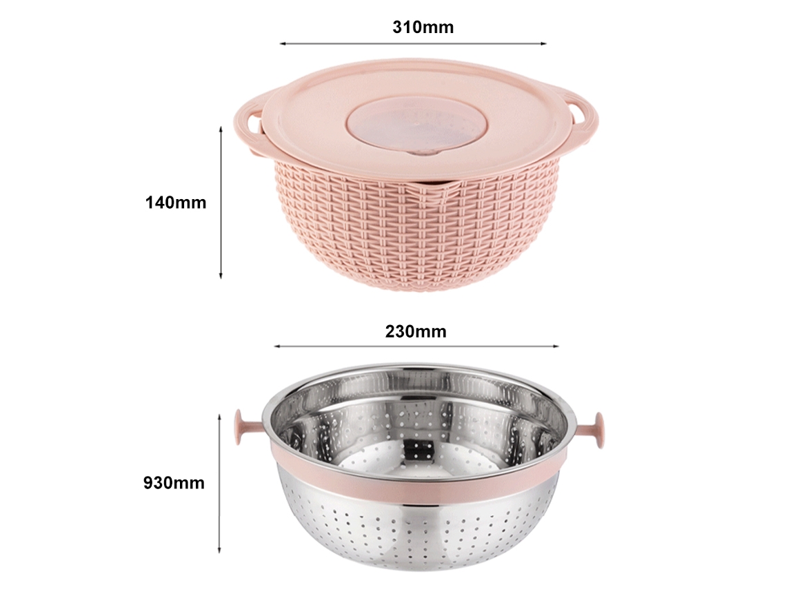 Colador de cocina multifuncional 4 en 1 con tazón, rallador de verduras y limpiador de frutas - Coladores de acero inoxidable - Otros