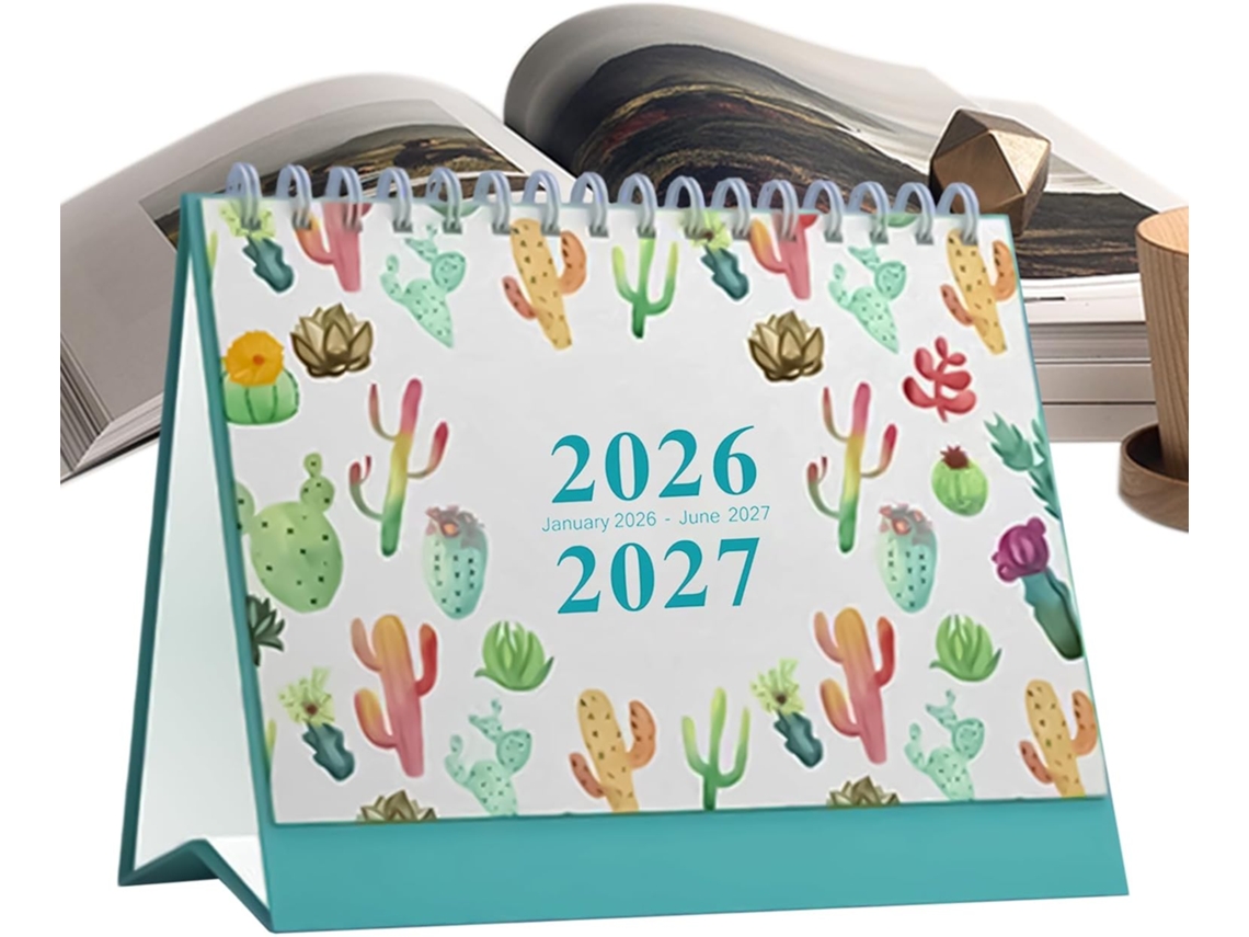 Calendário De Mesa Semanal/ Mensal 2026- 2027, Design Botânico, Decoração De Escritório, Para Em Casa,