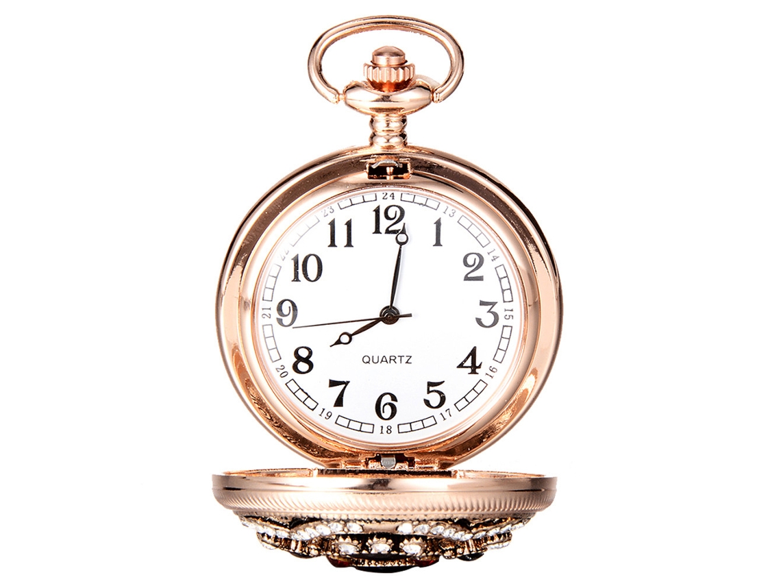 Reloj De Bolsillo De Cuarzo Vintage Con Circonita En Aleación Redonda Clásica