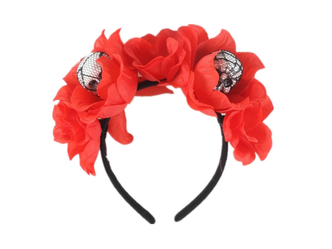 Diadema de Halloween con velo rosa, corona de calavera, diadema gótica NEVEANCE