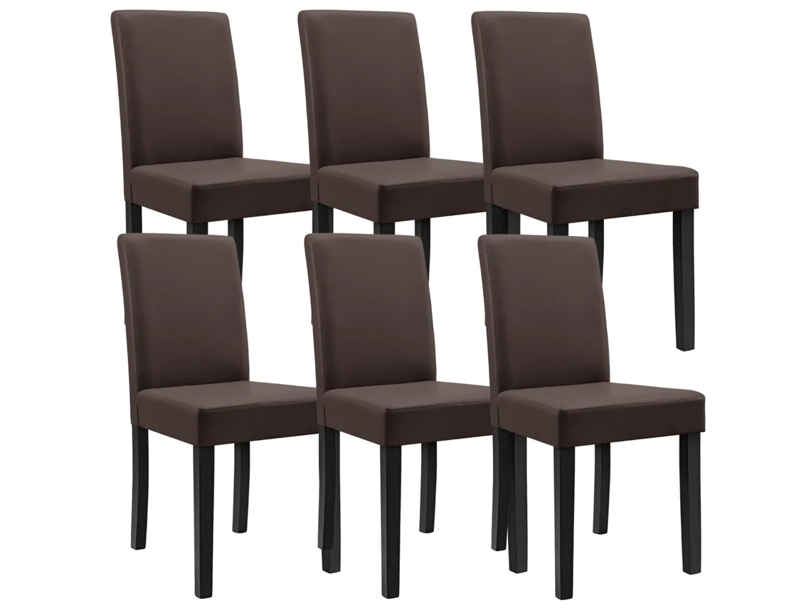 Conjunto de Cadeiras de Jantar [EN.CASA] Castanho (couro sintético - 90 x 42 x 48 cm)