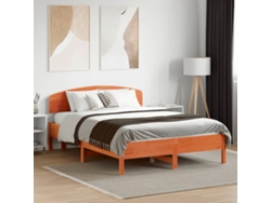 Cama Sin Colchón Madera Maciza De Pino Marrón Cera 140x190 Cm