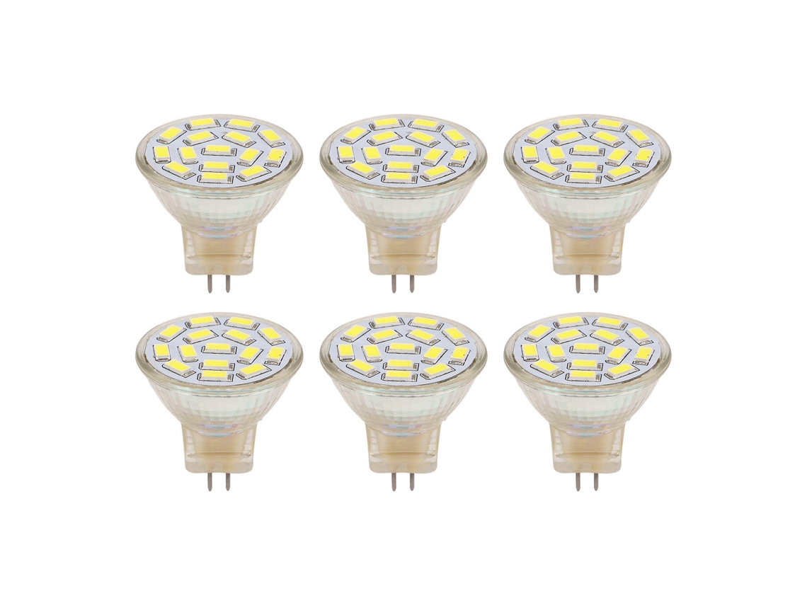 Rebe-6 Piezas Bombilla Led Gu4 Mr11 3w 12v 270lm Luz Blanca 6000k Ahorro Energía Para Farolas De Paisaje