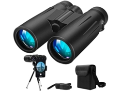 Prismáticos ENKERS 12 x 42 compacto con trípode y adaptador de teléfono inteligente para caza, observación de aves, caminata, color negro