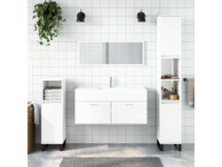 Armario De Baño Con Espejo Madera De Ingeniería Blanco Brillo