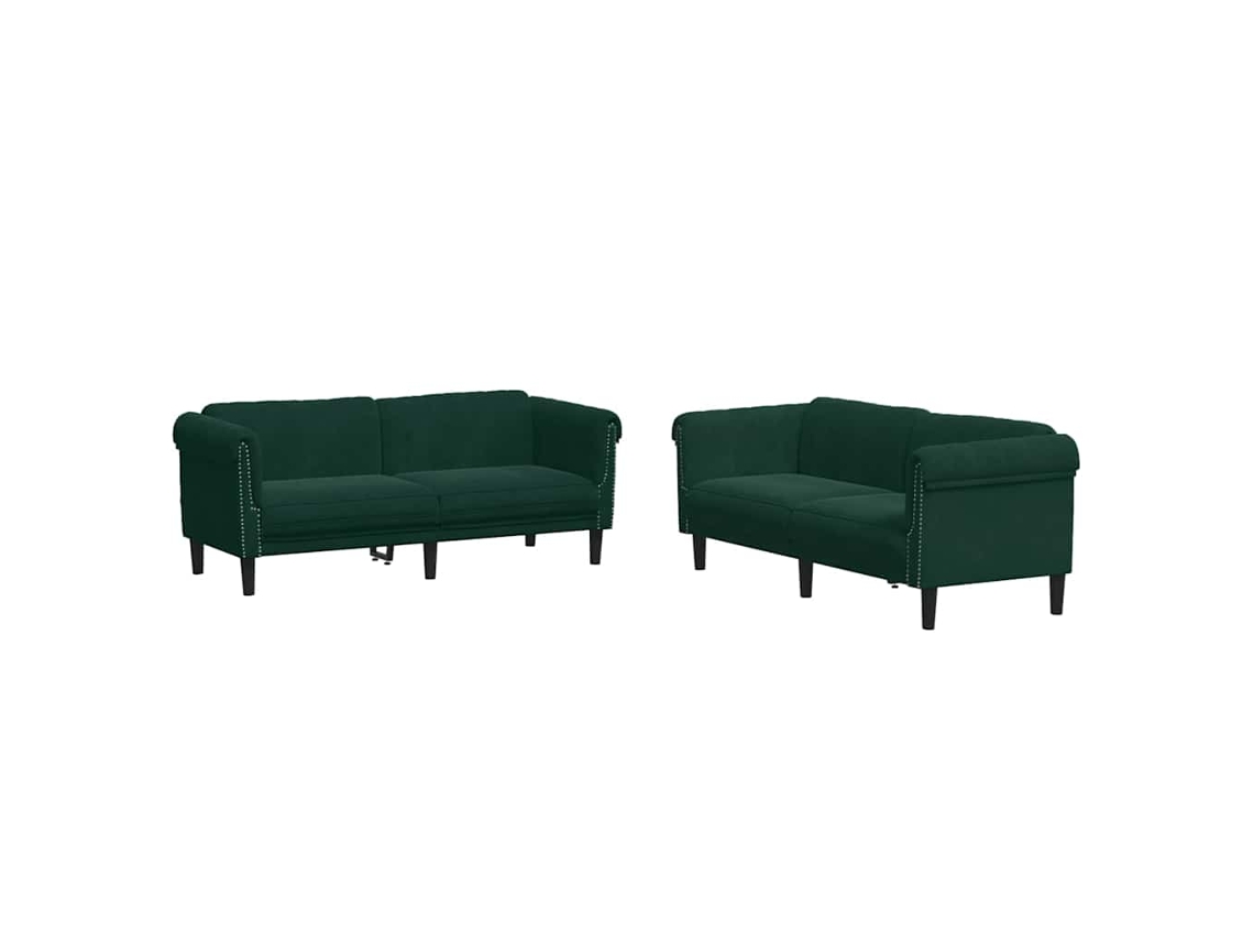 Maison Exclusive - Juego De Sofás 3 Piezas Terciopelo Verde Oscuro