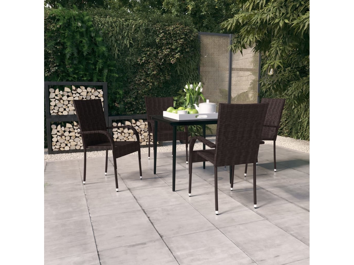 Juego de comedor de jardín de 5 piezas marrón y negro Dkd Home Decor