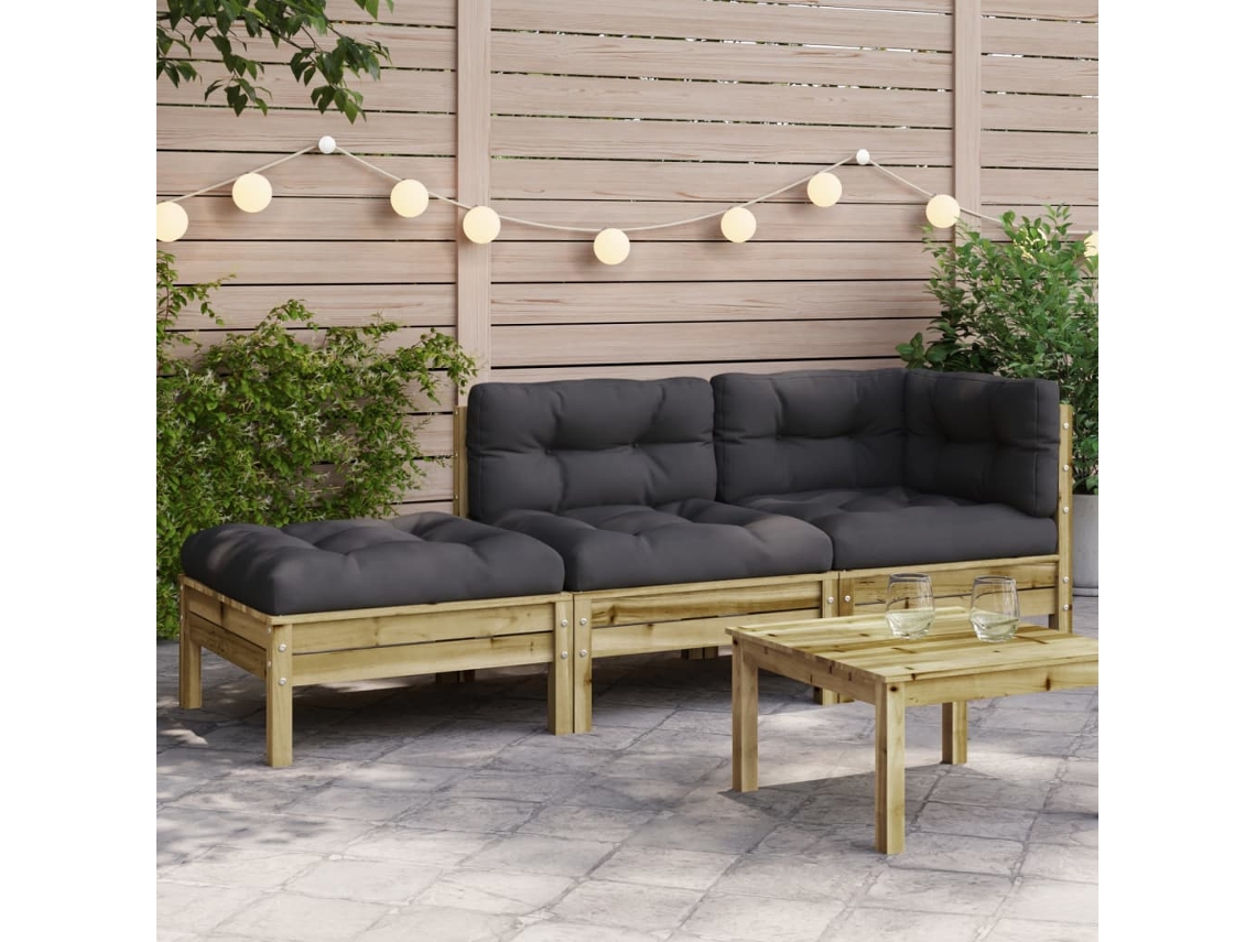 Sofá de jardín de 2 plazas con cojines y reposapiés Dkd Home Decor