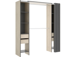 Kit Vestidor con 4 Cajones y Cortina DKIT Suit (Natural/Grafito - 205x180x50 cm)