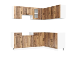 Conjunto de 11 gabinetes de cocina de madera antigua MAISON EXCLUSIVE