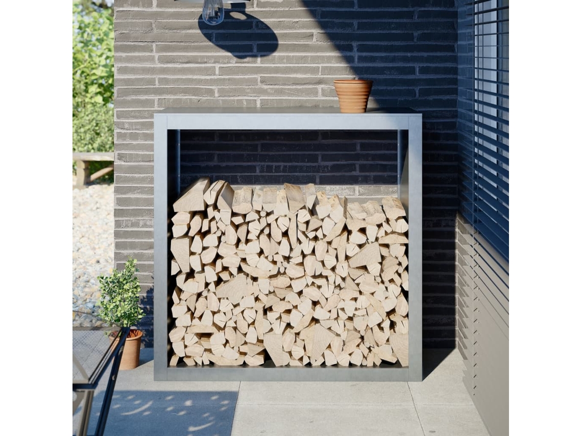 Leñero de acero galvanizado de 100 x 40 x 100 cm LOVELY HOME