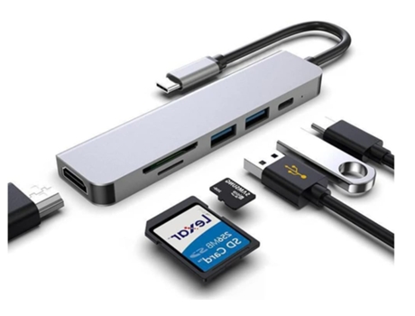 Adaptador Hub USB C Tipo C Compatible con Iphone 15 Macbook Pro/Air Imac Mac Mini Lector de Tarjetas TF/Sd 2 Puertos USB 3.0 Salida BISBISOUS