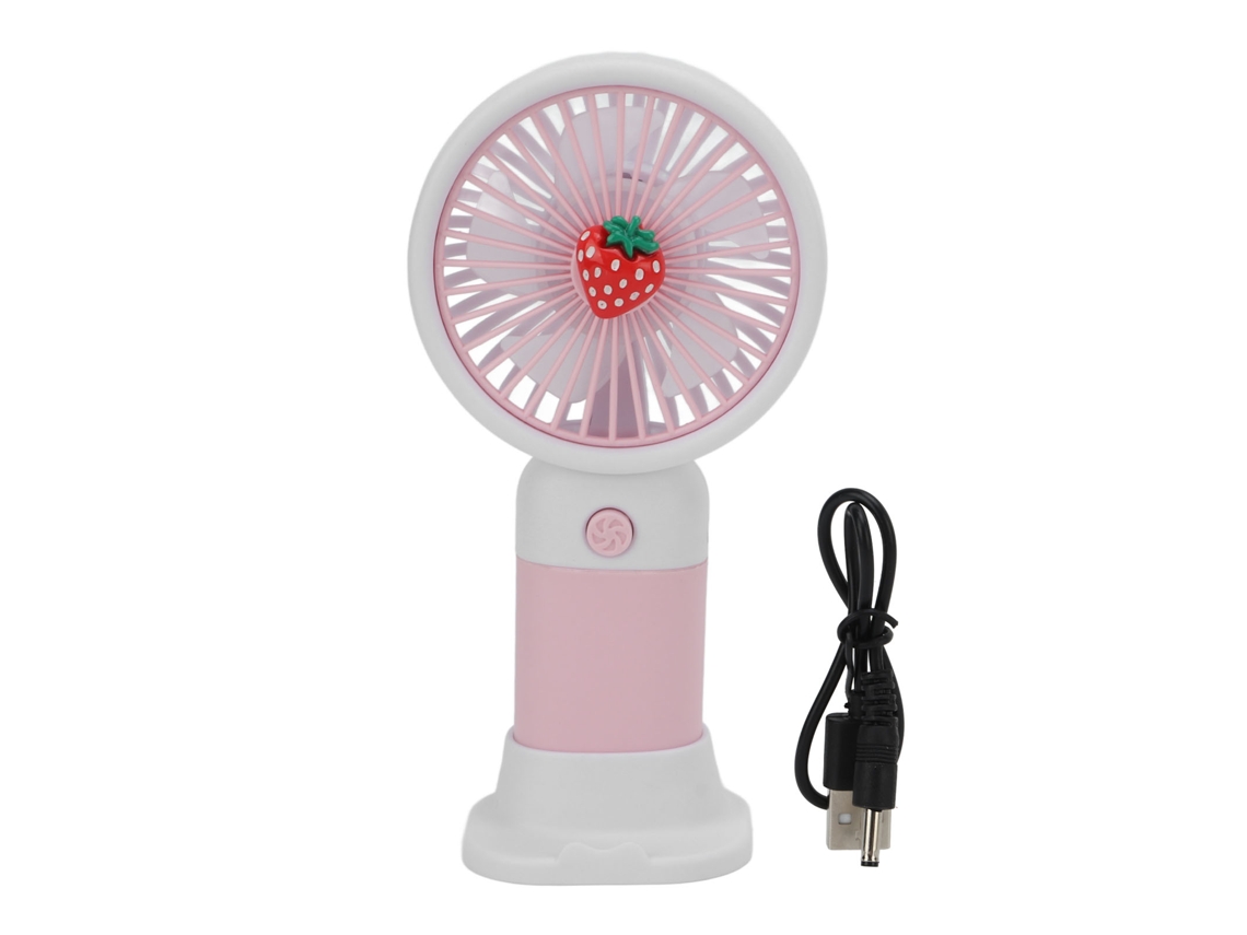 Ventilador Portátil De Frutilla Usb Recargable Con Cordón Para Viaje Y Mujeres