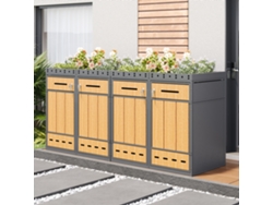 Armario Para Cubos De Basura 4 Unidades 120-240l Con Techo Para Plantas, Cubierta Exterior Para Contenedores, Resistente Y Práctico