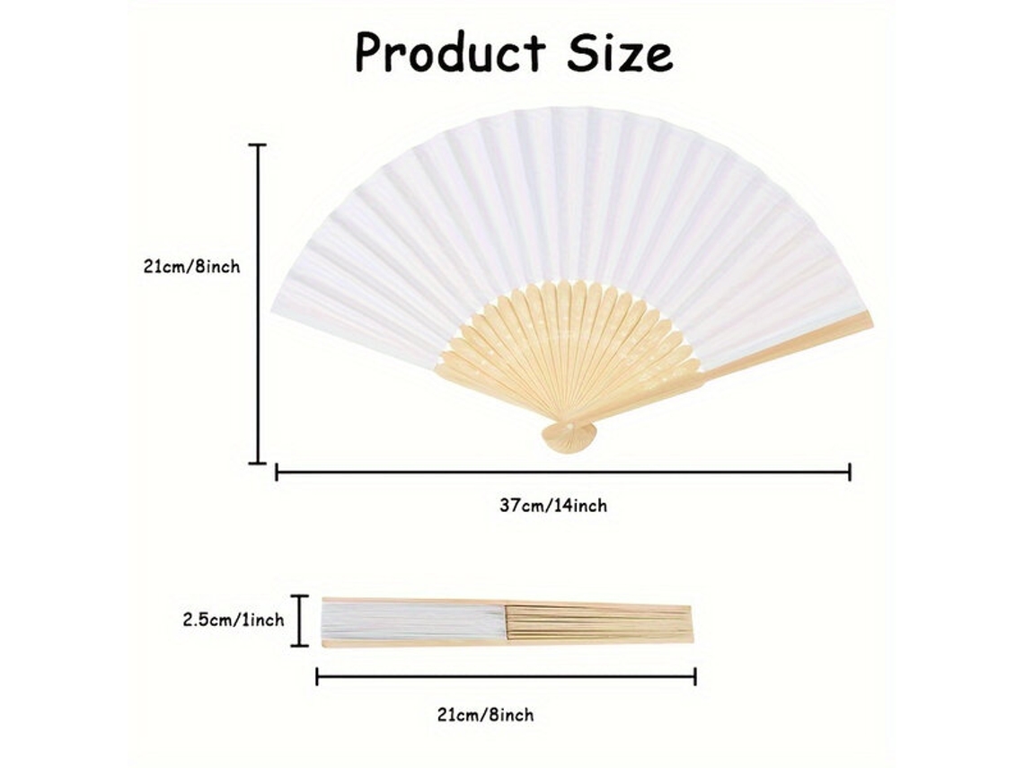 Abanico de papel plegable blanco, perfecto para cumpleaños. Vayotoy