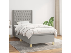 Cama Box Spring Con Colchón Tela Gris Claro 90x190 Cm