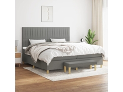 Cama Box Spring Con Colchón Tela Gris Oscuro 200x200 Cm