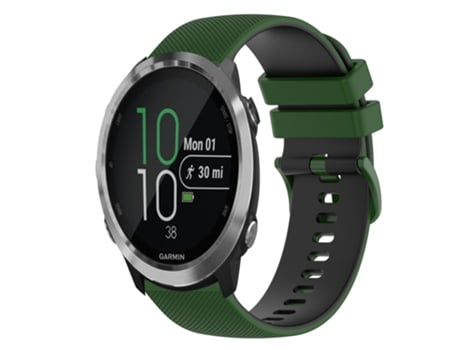 Correa de reloj inteligente para Garmin Forerunner 645 Music 20 mm Correa de reloj de silicona a cuadros de dos colores (verde Amy + negro)