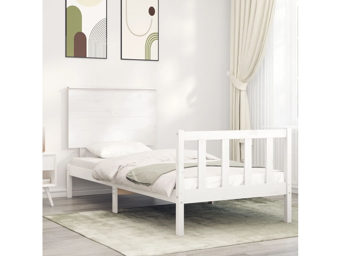 Cama Individualcama Para Adultosestructura De Cama Con Cabecero Madera Maciza Blanco Wsd37972