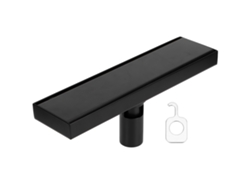 Canaleta de ducha rectangular de acero inoxidable 304, 30 cm, color negro mate