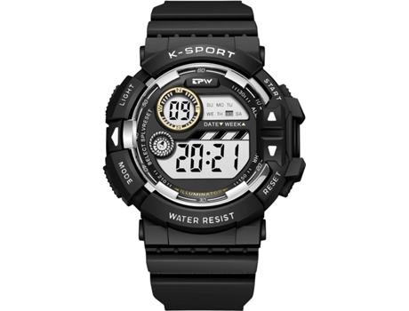 VEANXIN Relojes de pulsera con luz LED y alarma digital-Negro
