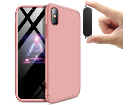 Carcasa y Soporte Iphone X Slim armor 360º (Rosa)