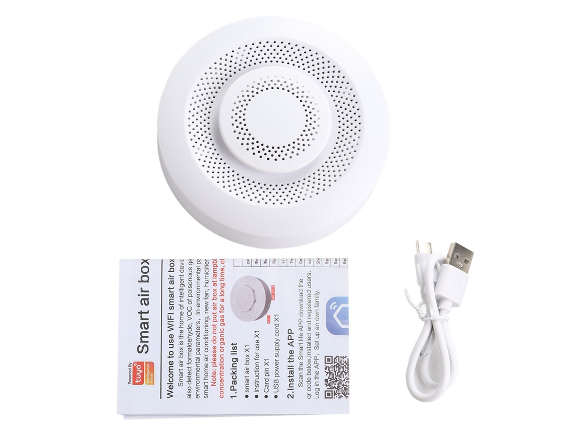 Monitor De Calidad Del Aire Interior Wifi Con Co2 Voc Temperatura Humedad