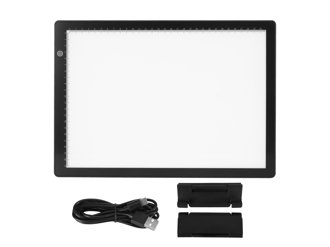 Almohadilla de luz LED A4 para trazado, brillo ajustable, alimentación USB, tablero de copia ultrafino, mesa portátil, caja de luz artística con escala