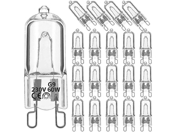 Rebe-20 Bombillas Halógenas G9 60w, Regulables, Luz Blanca Cálida 2800k, Para Lámparas Colgantes Y Apliques