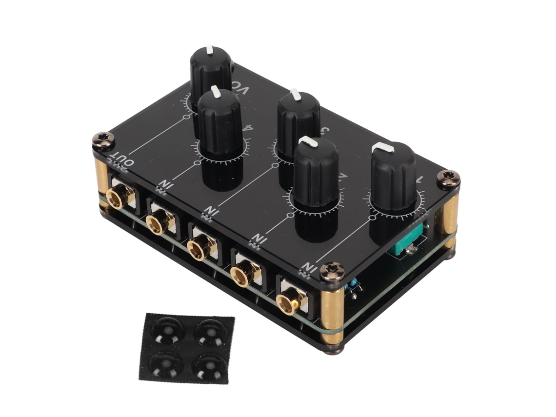 Mezclador De Sonido Pasivo De Doble Canal Con Entrada De Audio De 4 Entradas Y 1 Salida. Mini Mezclador De Sonido