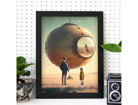 NACNIC Poster Amarillo En Estilo Surrealismo Cinematográfico Ilustraciones Y Grabados De Historieta Abstracta Y Artística A4 Marcos Blancos