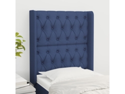 Cabecero Con Orejas De Tela Azul 83x16x118/128 Cm