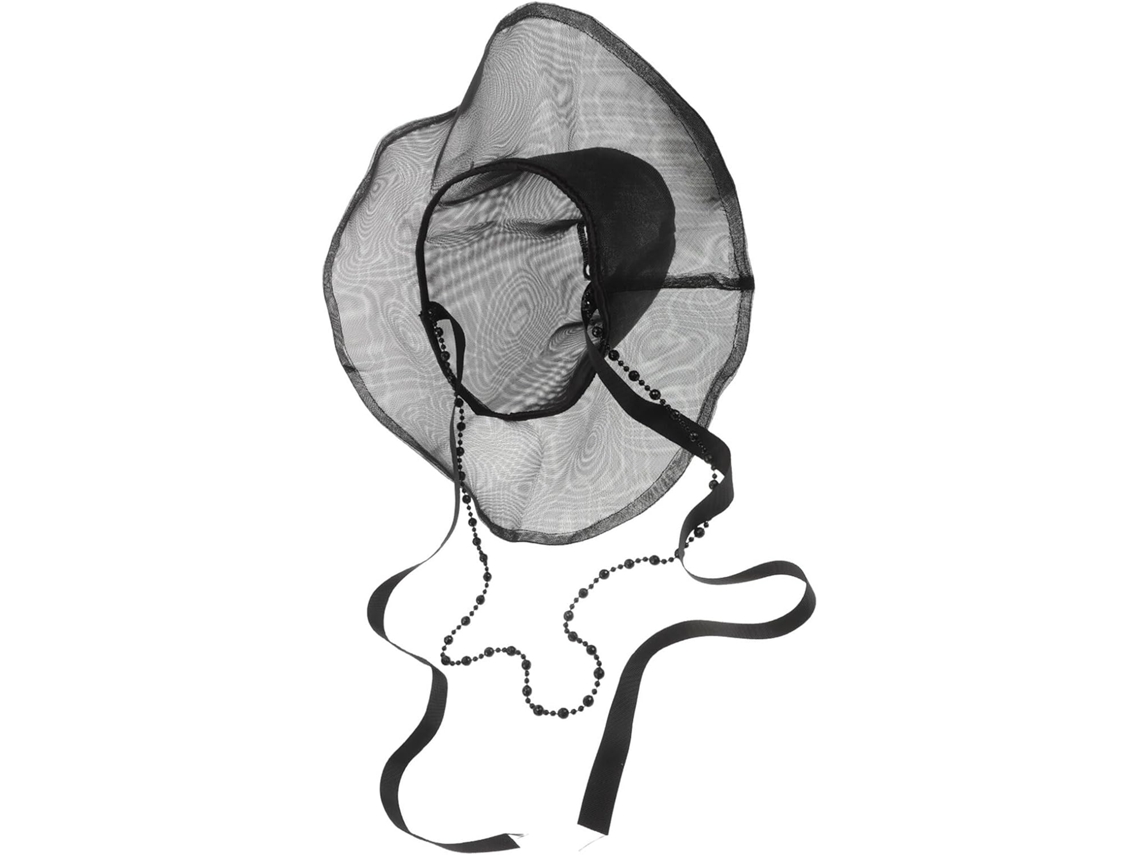 Sombrero Plano Tradicional Coreano Con Cadenas De Perlas Y Cinta, Tocado Negro Para Traje Hanfu.