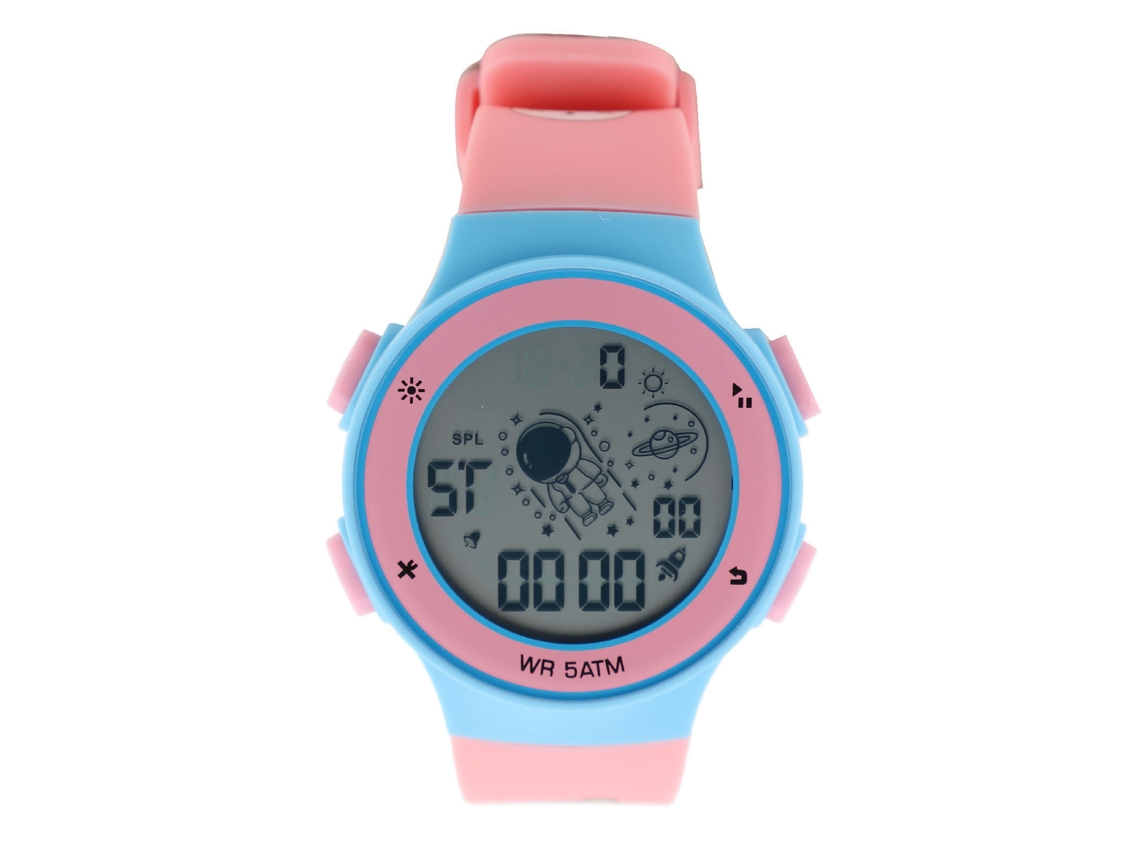 Reloj Digital Infantil, Resistente Al Agua Hasta 50 M, Cronómetro, Led, Correa De Tpu, Oso Rosa