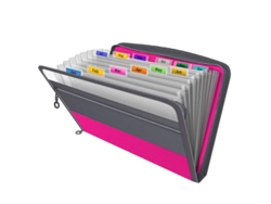 2026rebe-carpeta Expandible Con 13 Bolsillos, Carpeta De Archivo Con Cremallera Y Pestañas, Color Rosa, Tamaño A4