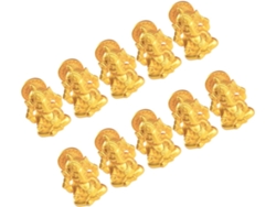 Conjunto 10 Elefantes Hindúes Miniatura Dorados Tallados Pequeñas Estatuas Decorativas Hogar Oficina