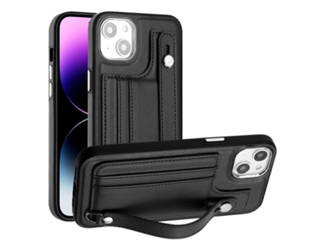Funda Mobile Phone Cases Shockproof With Wrist para iPhone 14 Piel Marrón