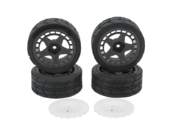 4 Neumáticos Rc A Escala 1/10 Con Aleta De Cubo De Goma Y Plástico Para Piezas De Mejora De Coches - Negro